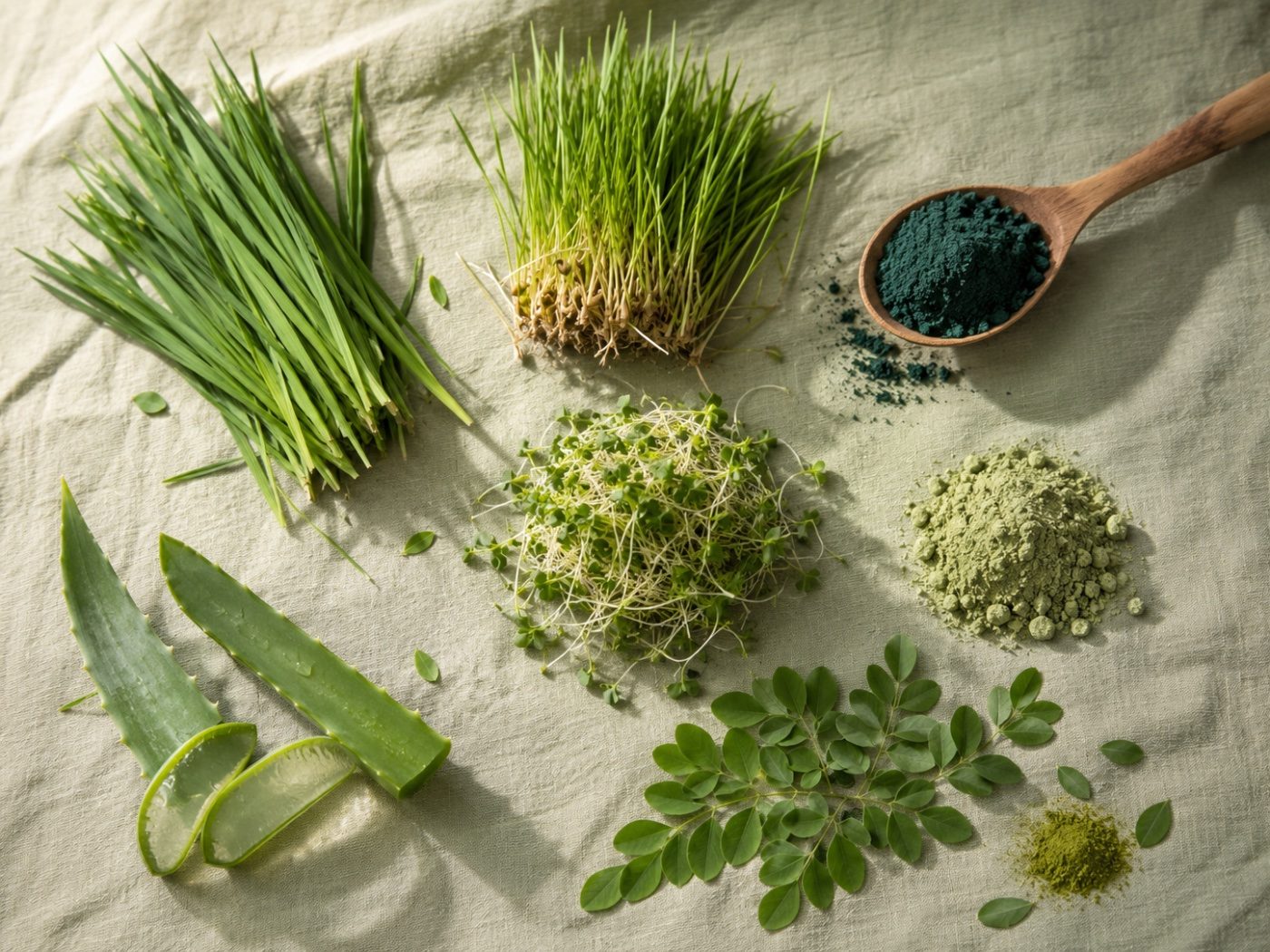 Seven botanicals flat-lay